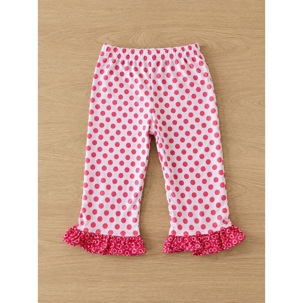 Chabre Girls Polka Dot Ruffle Pants 2T Pink EUC
